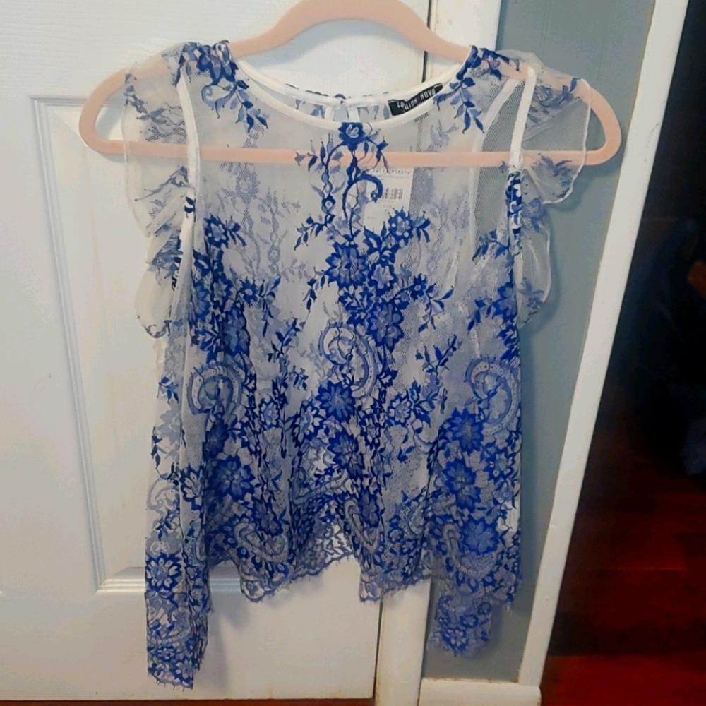 Sheer long sleeve lace shirt